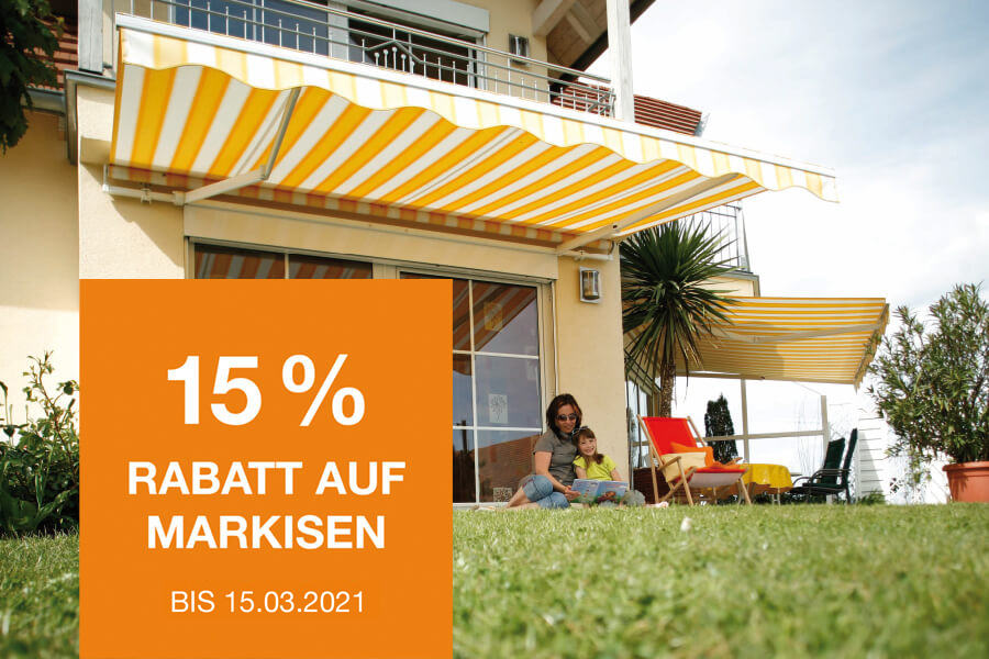 15% Rabatt auf Markisen - Reiner Fenster