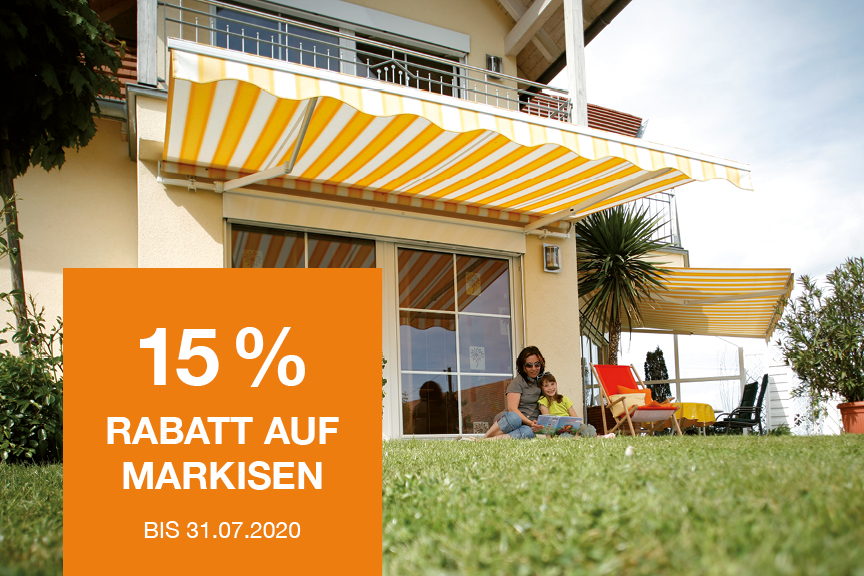 15% Rabatt auf Markisen - Reiner Fenster