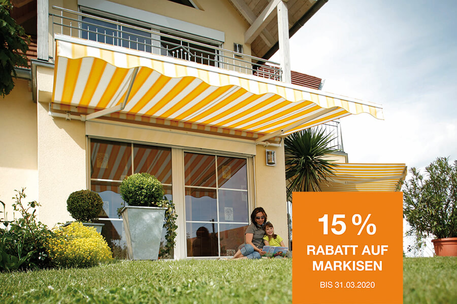 15% Rabatt auf Markisen - Reiner Fenster